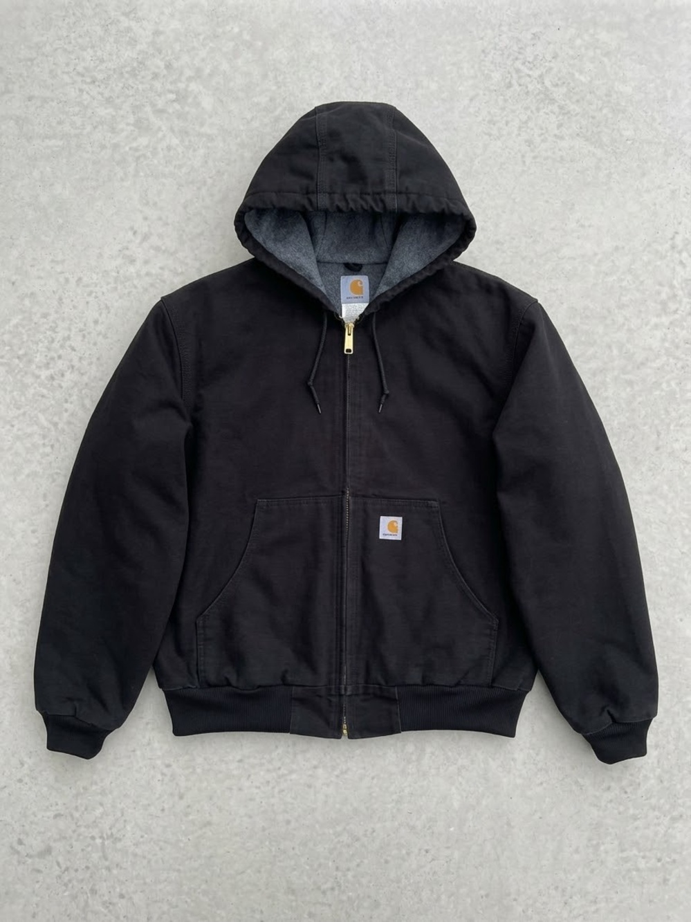 Vintage Carhartt J158 BLK Hooded Work Jacket Size Large